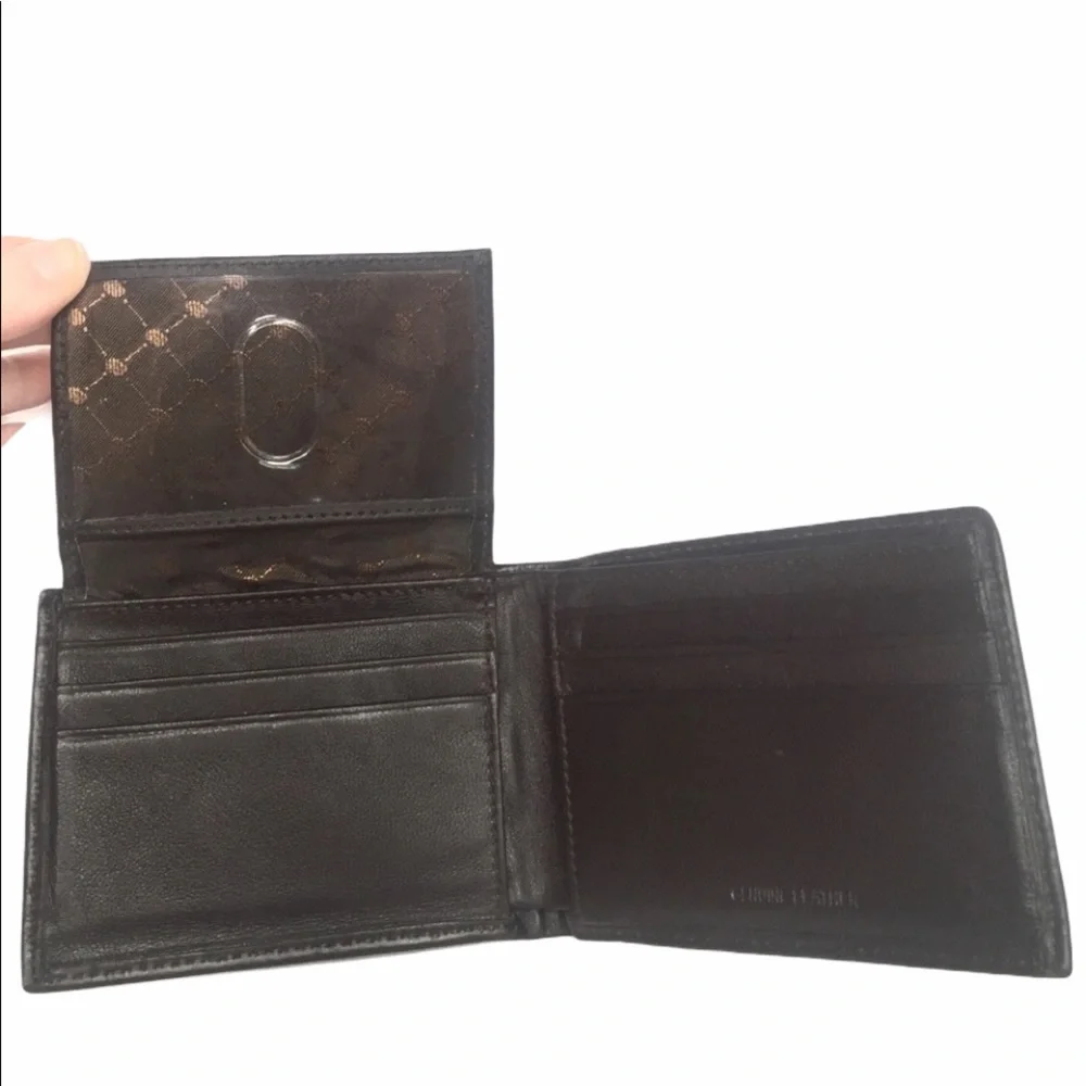 PERRY ELLIS Portfolio Bifold Wallet Genuine Leather Black